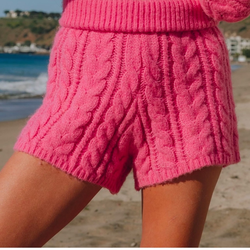 Daily Drills Pink Cable Knit Women's Shorts